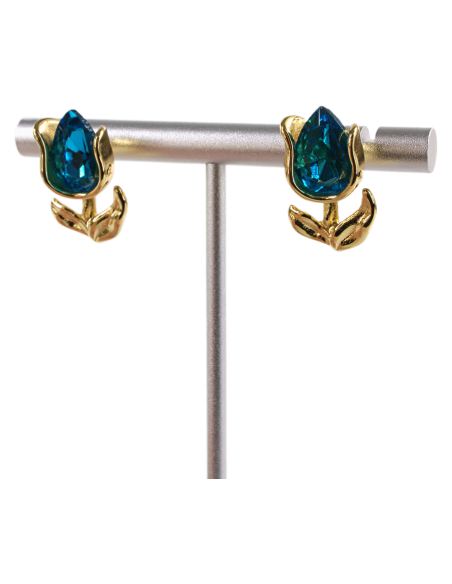 Kolczyki RÓŻA  NIEBIESKA RÓŻYCZKA STAL CHIRURGICZNA  LOLITA AKCESORIA