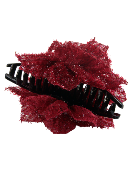 Klamra do Włosów WIECZOROWA BORDOWY KWIAT KWIATEK Lolita Akcesoria