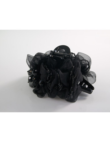 Klamra do Włosów WIECZOROWA CZARNY KWIATEK...