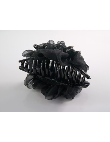 Klamra do Włosów WIECZOROWA CZARNY KWIATEK  Lolita Akcesoria