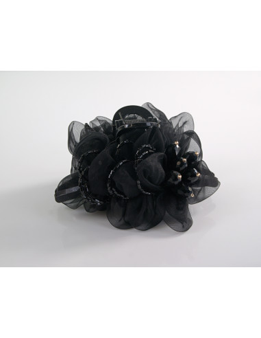 Klamra do Włosów WIECZOROWA CZARNY KWIATEK...
