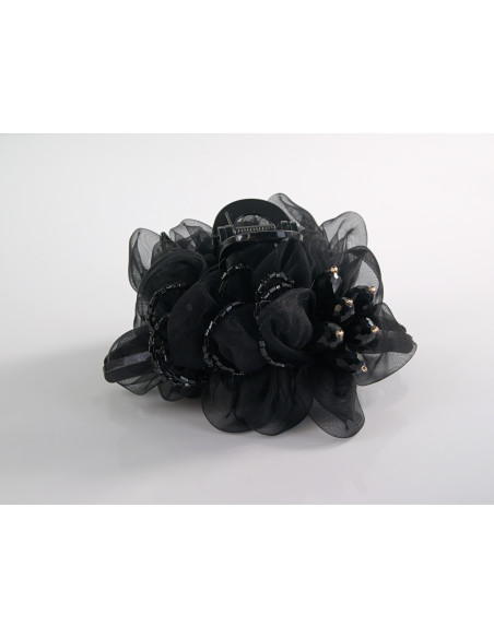 Klamra do Włosów WIECZOROWA CZARNY KWIATEK  Lolita Akcesoria