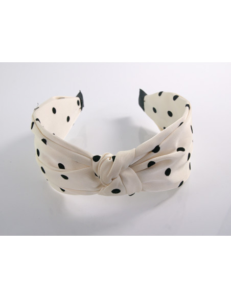 OPASKA do Włosów BIAŁA ECRU KROPKI WĘZEŁ / SUPEŁ SATYNA Lolita Akcesoria
