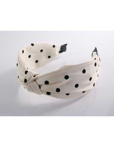 OPASKA do Włosów BIAŁA ECRU KROPKI WĘZEŁ /...