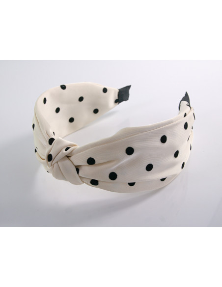 OPASKA do Włosów BIAŁA ECRU KROPKI WĘZEŁ / SUPEŁ SATYNA Lolita Akcesoria