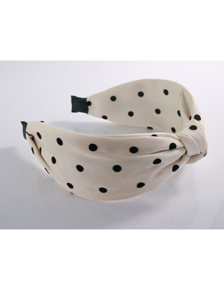 OPASKA do Włosów BIAŁA ECRU KROPKI WĘZEŁ / SUPEŁ SATYNA Lolita Akcesoria