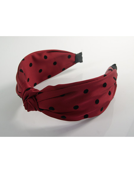 OPASKA do Włosów BORDOWA  KROPKI WĘZEŁ / SUPEŁ SATYNA  Lolita Akcesoria