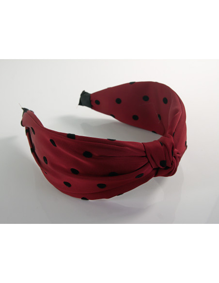 OPASKA do Włosów BORDOWA  KROPKI WĘZEŁ / SUPEŁ SATYNA  Lolita Akcesoria