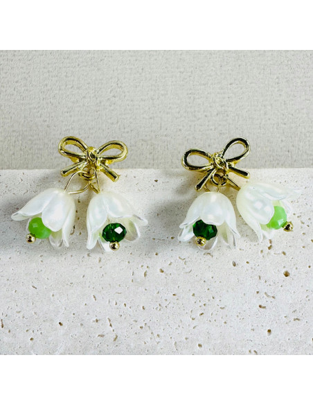 Kolczyki KWIATY KONWALIE BOHO Lolita Accessories srebrny sztyft 925