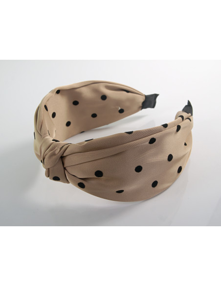 OPASKA do Włosów BEŻOWA KROPKI WĘZEŁ / SUPEŁ SATYNA Lolita Akcesoria