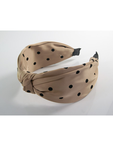 OPASKA do Włosów BEŻOWA KROPKI WĘZEŁ / SUPEŁ SATYNA Lolita Akcesoria