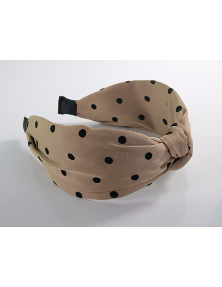 OPASKA do Włosów BEŻOWA KROPKI WĘZEŁ / SUPEŁ SATYNA Lolita Akcesoria