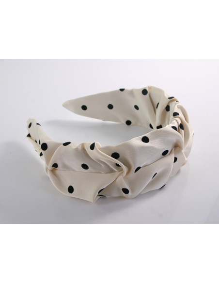 OPASKA do Włosów BIAŁA ECRU KROPKI  SATYNA Lolita Akcesoria