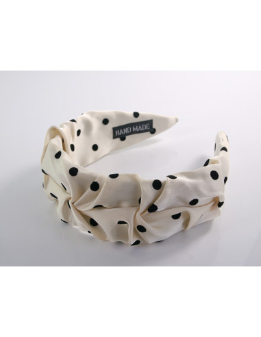 OPASKA do Włosów BIAŁA ECRU KROPKI  SATYNA...