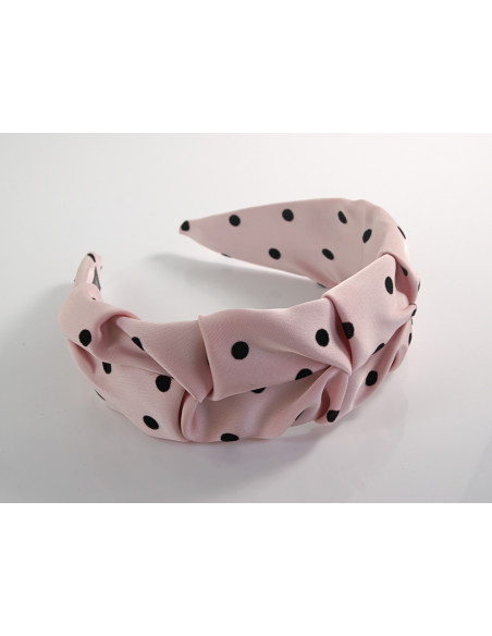 OPASKA do Włosów BLADY RÓŻ RÓŻOWA KROPKI  SATYNA Lolita Akcesoria