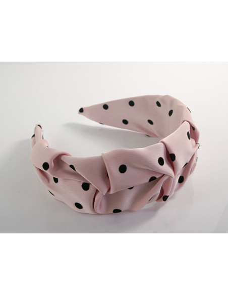 OPASKA do Włosów BLADY RÓŻ RÓŻOWA KROPKI  SATYNA Lolita Akcesoria