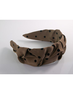 OPASKA do Włosów BRĄZOWA  KROPKI  SATYNA Lolita Akcesoria