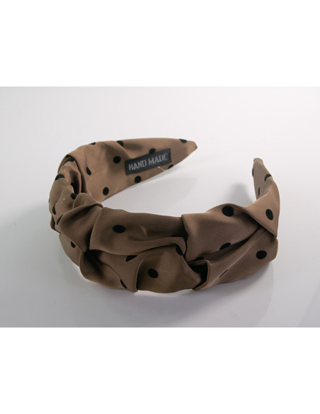 OPASKA do Włosów BRĄZOWA  KROPKI  SATYNA Lolita Akcesoria