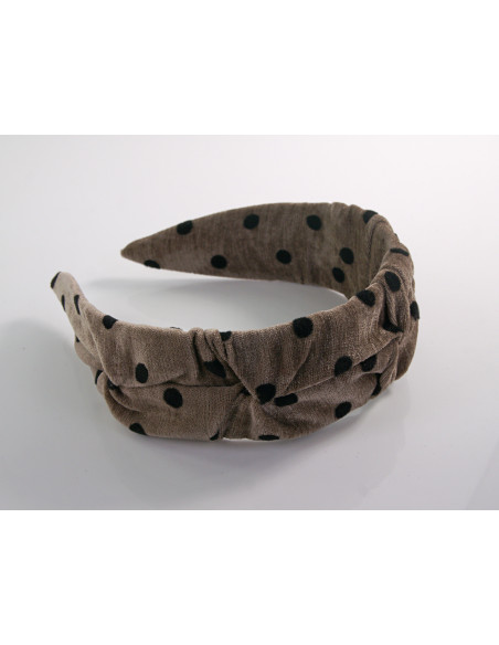 OPASKA do Włosów CIEMNY BEŻ KROPKI KROPECZKI Lolita Akcesoria