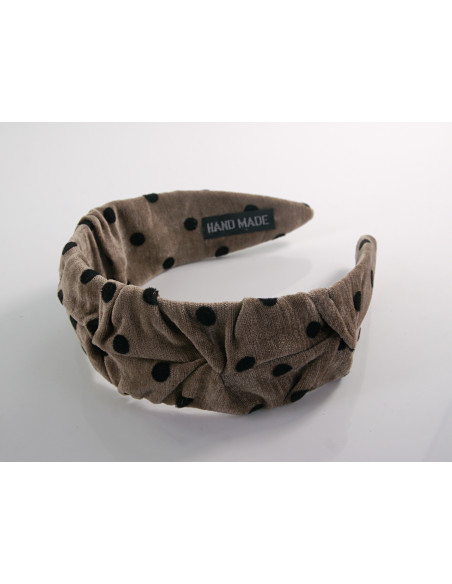OPASKA do Włosów CIEMNY BEŻ KROPKI KROPECZKI Lolita Akcesoria