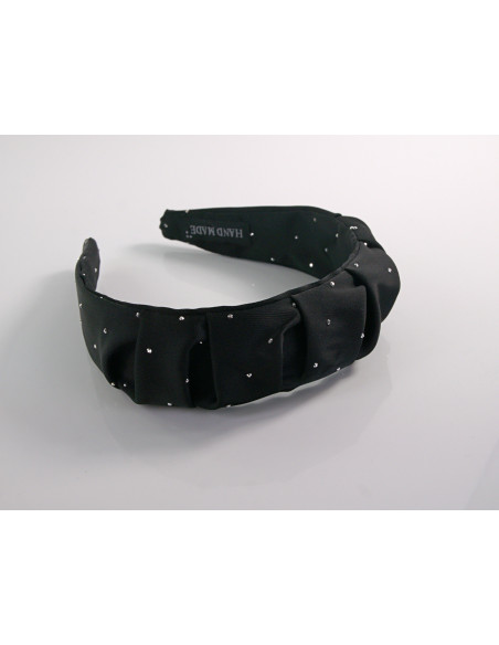 OPASKA do Włosów CZARNY SREBRNE DŻETY  MARSZCZONA  Lolita Akcesoria