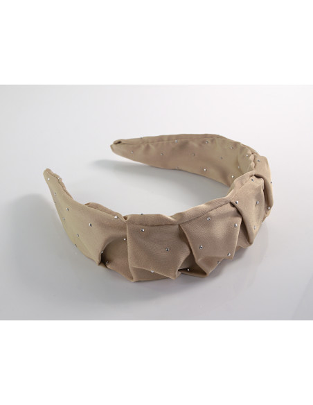 OPASKA do Włosów BEŻOWA  SREBRNE DŻETY  MARSZCZONA  Lolita Akcesoria