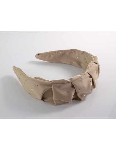 OPASKA do Włosów BEŻOWA  SREBRNE DŻETY  MARSZCZONA  Lolita Akcesoria