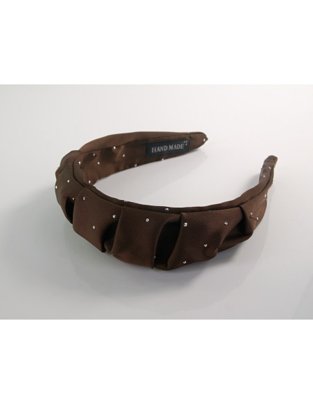 OPASKA do Włosów BRĄZOWA SREBRNE DŻETY  MARSZCZONA  Lolita Akcesoria