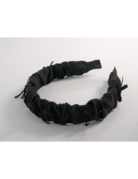 OPASKA do Włosów CZARNY MARSZCZONA Z KOKARDKAMI  Lolita Akcesoria