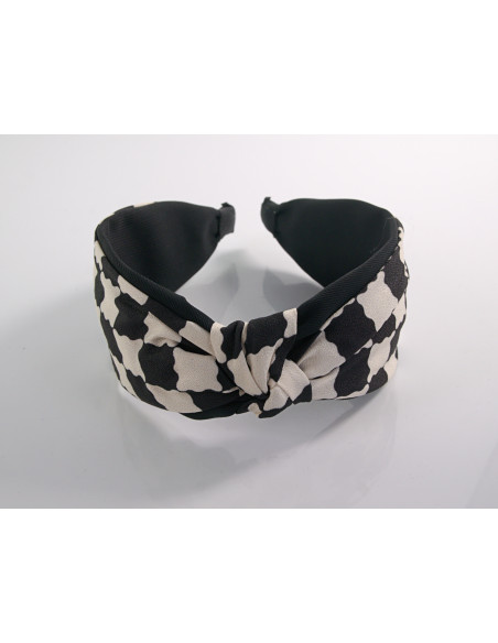 OPASKA do Włosów CZARNY PEPITKA WĘZEŁ / SUPEŁ SATYNA Lolita Akcesoria