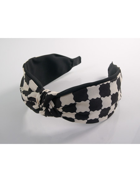 OPASKA do Włosów CZARNY PEPITKA WĘZEŁ / SUPEŁ SATYNA Lolita Akcesoria