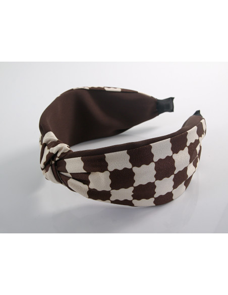 OPASKA do Włosów BRĄZOWY PEPITKA WĘZEŁ / SUPEŁ SATYNA Lolita Akcesoria