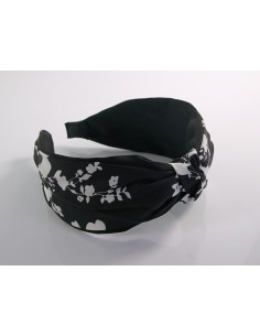 OPASKA do Włosów CZARNY BIAŁE KWIATKI WĘZEŁ / SUPEŁ...