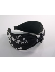 OPASKA do Włosów CZARNY BIAŁE KWIATKI WĘZEŁ / SUPEŁ... 2