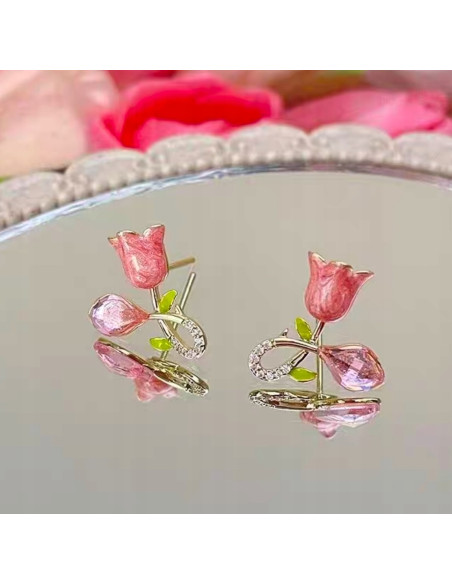 Kolczyki KWIATY KONWALIE BOHO Lolita Accessories srebrny sztyft 925