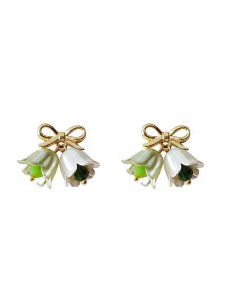 Kolczyki KWIATY KONWALIE BOHO Lolita Accessories srebrny sztyft 925