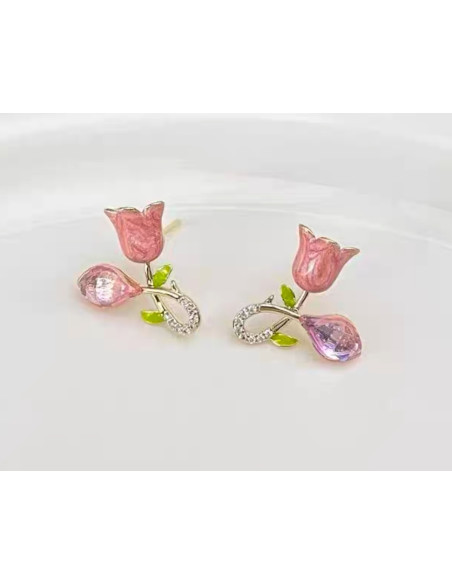 Kolczyki KWIATY KONWALIE BOHO Lolita Accessories srebrny sztyft 925