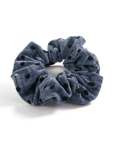 Gumka do włosów Scrunchie aksamitna w KROPKI LOLITA AKCESORIA NIEBIESKI