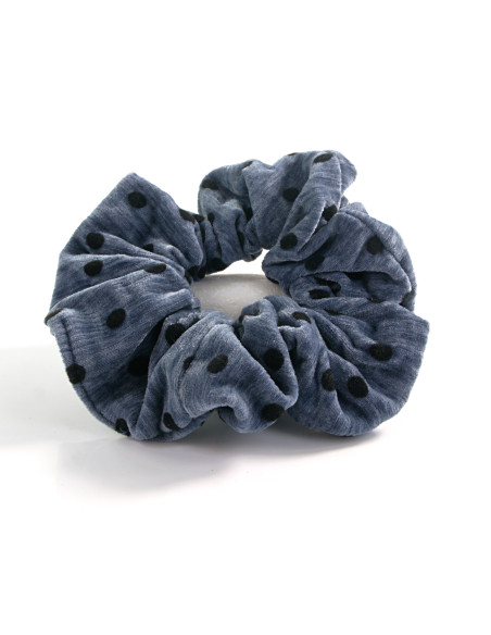 Gumka do włosów Scrunchie aksamitna w KROPKI LOLITA AKCESORIA NIEBIESKI