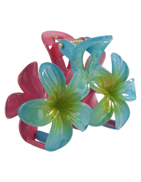 Klamra do Włosów HAWAJSKI PODWÓJNY KWIATEK  ECARLA Lolita Akcesoria 8 cm