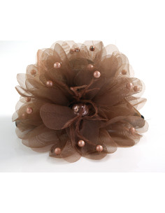 Klamra do Włosów WIECZOROWA BRĄZOWY  KWIAT MOCCA KWIATEK...