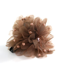 Klamra do Włosów WIECZOROWA BRĄZOWY  KWIAT MOCCA KWIATEK... 2