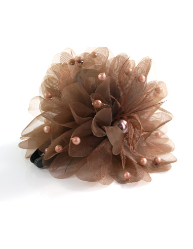 Klamra do Włosów WIECZOROWA BRĄZOWY  KWIAT...