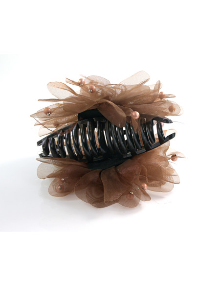 Klamra do Włosów WIECZOROWA BRĄZOWY  KWIAT MOCCA KWIATEK Lolita Akcesoria