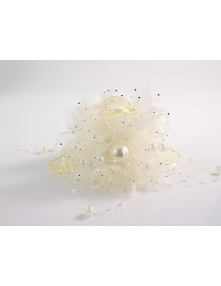 Klamra do Włosów WIECZOROWA BIAŁY ECRU KWIAT MOCCA KWIATEK Lolita Akcesoria