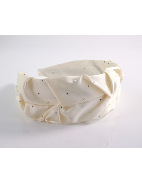 OPASKA do Włosów NATURA BIAŁY ECRU  MARSZCZONA Z DŻETAMI Lolita Akcesoria