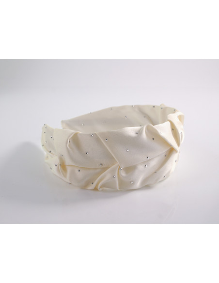 OPASKA do Włosów NATURA BIAŁY ECRU  MARSZCZONA Z DŻETAMI Lolita Akcesoria