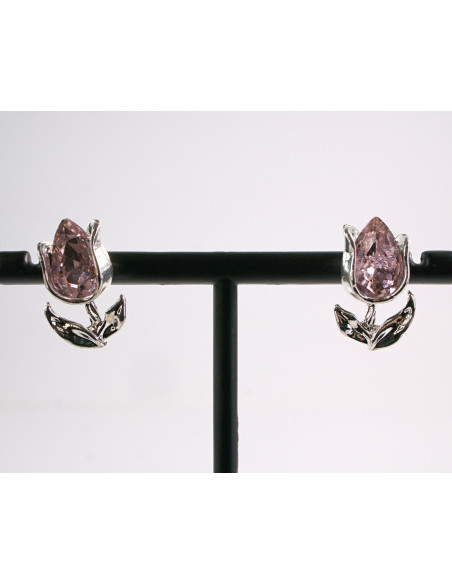 Kolczyki TULIPANY RÓŻOWE  KWIATKI  AKCESORIA srebrny sztyft 925