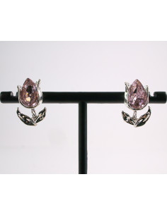 Kolczyki TULIPANY RÓŻOWE  KWIATKI  AKCESORIA srebrny... 2