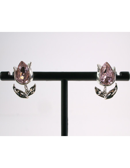 Kolczyki TULIPANY RÓŻOWE  KWIATKI  AKCESORIA srebrny sztyft 925